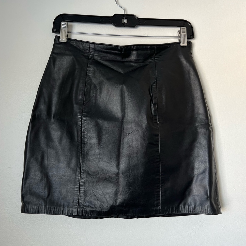 S&U Leather Fashions New York vintage genuine leather mini skirt | size S